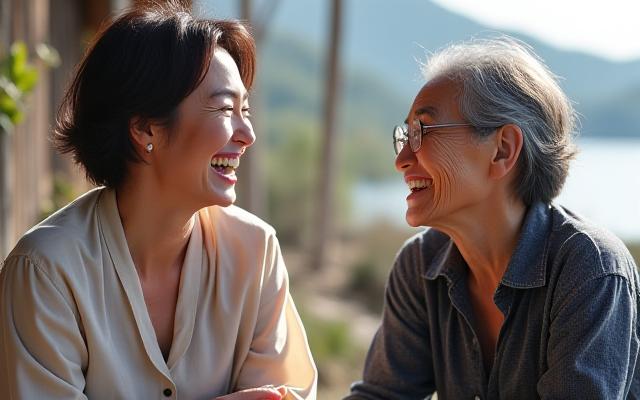 참가자들이 어촌 할머니와 다정하게 대화하는 모습